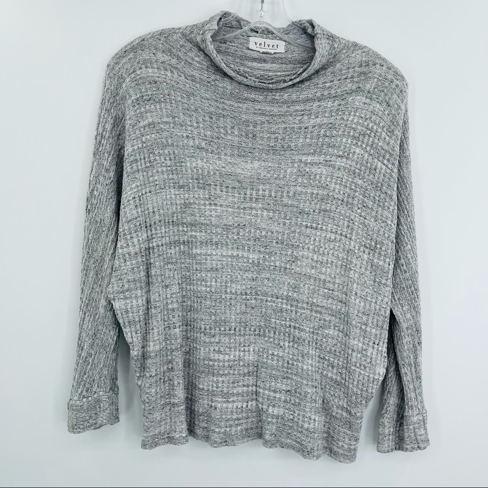 Velvet by graham and spencer mock cowl neck thermal boho women's size small